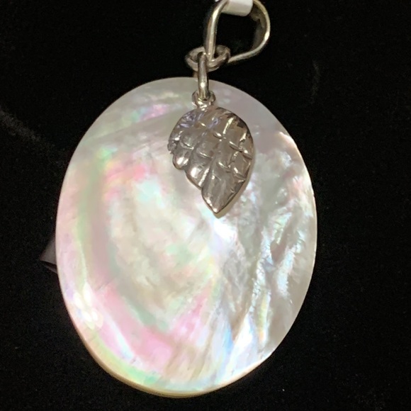 Mother of Pearl Feather Charm Pendant in Sterling Silver - Picture 7 of 8